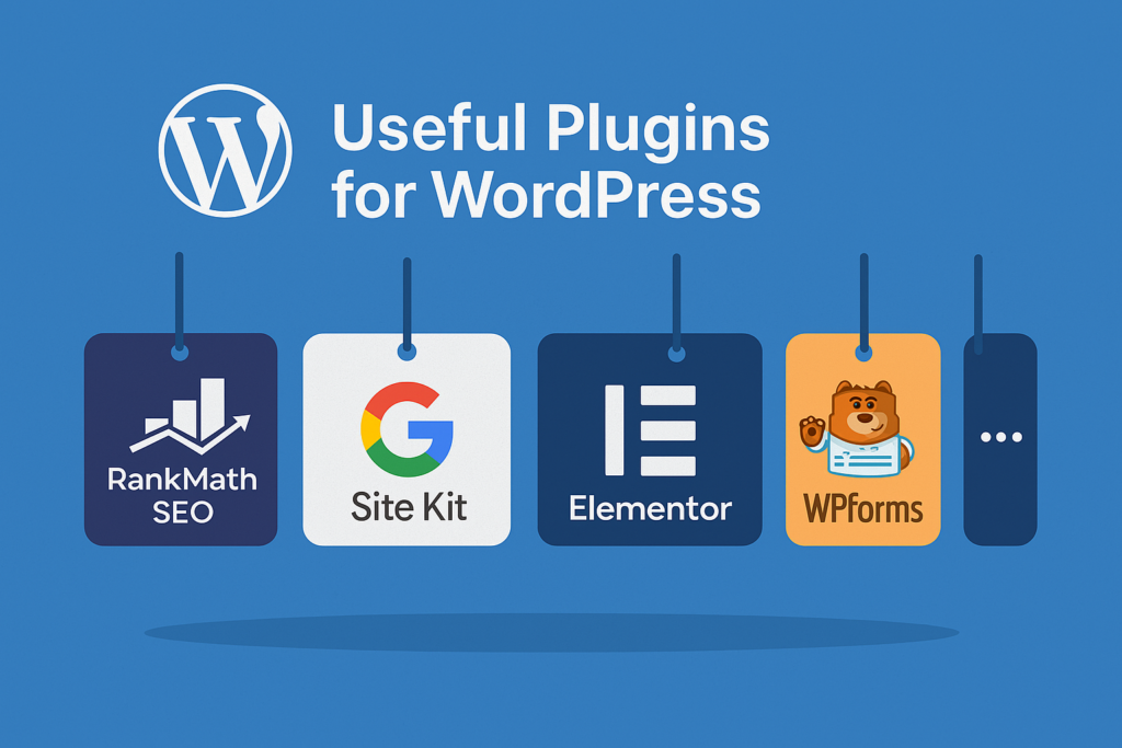 plugins image RankMath, Site Kit, and WPForms plugins used in WordPress in 2025