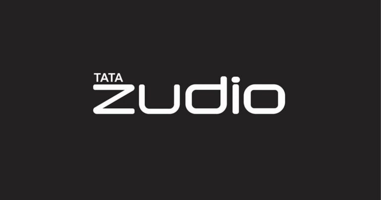 Zudio logo with white text on a black background representing Tata’s affordable fashion brand.